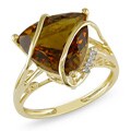 10k Yellow Gold Cognac Quartz and Diamond Ring