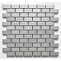 SomerTile 11-7/8x11-7/8-in Chromium Subway Stainless 1x2-in Steel/Porcelain Mosaic Tile (Pack of 10)