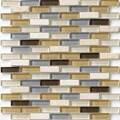 SomerTile 12x12-in Reflections Subway 5/8x2-in River Glass/Stone Mosaic Tile