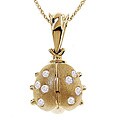18k Gold over Silver 1/6ct TDW Diamond Ladybug Necklace (H-I, I1-I2)