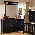 Mission Valley Distressed Black Dresser and Mirror Set