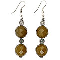 Handmade Silver Olive Green Jade Flower Earrings (Thailand)