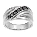 Stainless Steel Men's 1/2ct TDW Black Diamond Ring