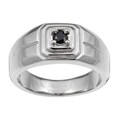 Stainless Steel Men's 1/5ct TDW Black Diamond Ring