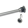 Greek Key Satin Nickel Curtain Rod and Black Hook Set