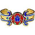 Pewter Egyptian Scarab Cuff Bracelet