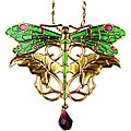 Goldtone Pewter Art Nouveau Dragonfly Necklace