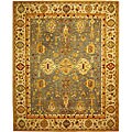 Handmade Heirloom Blue/ Ivory Wool Rug (9' x 12')