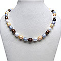 DaVonna Sterling Silver Multi-colored Freshwater Pearl Necklace (10-11 mm)