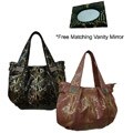 Amerileather Delancy Two-tone Python Print Leather Tote