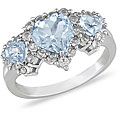 10k White Gold Created Blue Topaz and White Sapphire Ring