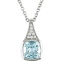Sterling Silver Blue Topaz and Diamond Necklace