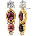Michael Valitutti Silver/ 18k Vermeil Garnet/ Sapphire Earrings