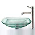 Kraus Oceania Clear Glass Sink/ Aldo Steel Faucet