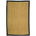 Hand-woven Diamonds Natural/ Blue Seagrass Rug (3' x 5')