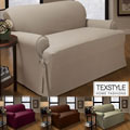 TexStyle Peachskin Microfiber Suede T-cushion Loveseat Slipcover