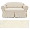 Solid Twill Ivory Loveseat Slipcover