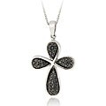 Sterling Silver Black Diamond Accent Cross Necklace