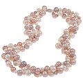 DaVonna Sterling Silver Pink Multi FW Pearl Twisted Necklace (4-8 mm)