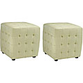 Kristof Off White Bicast Leather Ottomans (Set of 2)