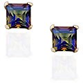 10k White Gold Mystic Blue Topaz Stud Earrings