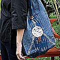 Cotton 'Elephant Blues' Shoulder Bag (Thailand)
