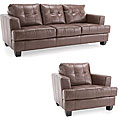 Rialto Premium Brown Leather Sofa and Chair Set