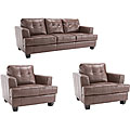 Rialto Premium Brown Leather Sofa and Two Chairs Set