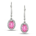 Sterling Silver Created Pink Sapphire and Diamond Accent Earrings