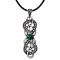 Pewter Green Cubic Zirconia Celtic Serpent Necklace