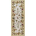 Hand-hooked Flora Ivory Wool Rug (3' x 10')