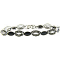 Sterling Silver Marcasite/ Black Onyx Marquise-cut Bracelet