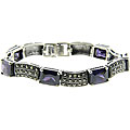 Sterling Silver Marcasite Purple Stone Bracelet