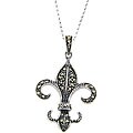 Sterling Silver Marcasite Fleur De Lis Necklace