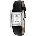 Gino Franco Men's Square Stainless Steel Case Leather Strap Watch