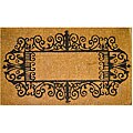 Black Wrought Iron Border Coconut Fiber Extra-thick Door Mat (1'6 x 2'6)