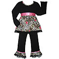 Ann Loren Girl's 2-piece Boutique Leopard Rose Top/ Pant Set