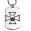 Pewter Iron Cross and Skull Dog Tag Necklace