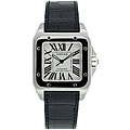 Cartier Men's Santos Black Leather Strap Watch