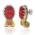 Michael Valitutti 18k Vermeil/ Palladium/ Silver Coral/ Sapphire Earrings