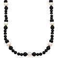 Marissa by Zoe B 14k Gold Onyx and FW Pearl Necklace (10 mm)