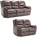Marco Brown Reclining Leather Sofa and Leather Loveseat