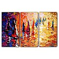 'Abstract Boat' 3-panel Giclee Canvas Art