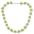 Silver 'Marshmallow and Lime' Pearl/ Peridot Necklace (India)