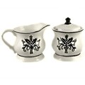 Hand-painted Black/ White Sugar Bowl/ Creamer