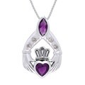 Sterling Silver Amethyst Bright Sparkle Claddagh Necklace