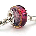 Glass Lampwork European-style 14-mm Purple/ Copper Charm Beads (Set of 2)