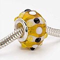 Glass Lampwork European-style 16-mm Yellow/ Black/ White Charm Beads (Set of 2)