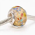 Glass/ Gold Foil European-style 14-mm Confetti Charm Beads (Set of 2)