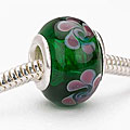Glass Lampwork European-style 14-mm Emerald Green Charm Beads (Set of 2)